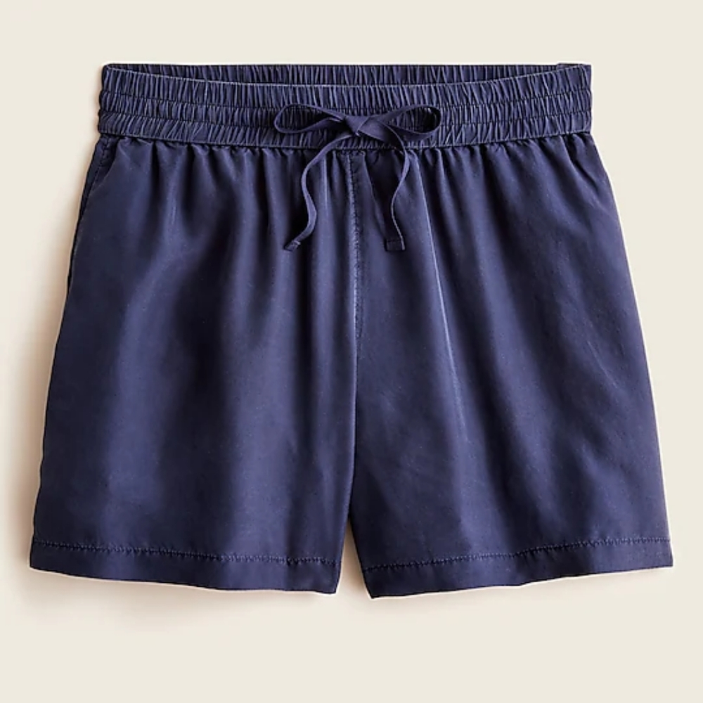 JCrew Pull-on sandwashed silk short Navy NWT